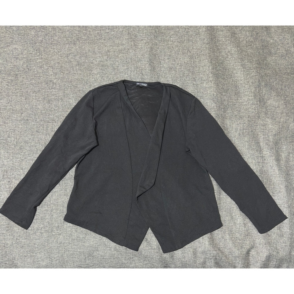 Love Cameron Womens 3X Cardigan Black Open Front Drape Neck T6249X